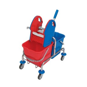 Wózek do sprzątania chromowany, dwuwiadrowy 2x20L z prasą Splast WCH-0023