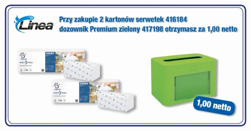 Dozownik serwetek Premium zielony za 1 zł przy zakupie 2 opakowań serwetek.jpg