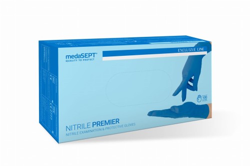 Rękawice nitrylowe bezpudrowe niebieskie Nitrile Premier „S” opak. 100 szt.
