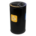 Trzykomorowy kosz do segregacji odpadów z wkładami 3 X 20L metalowy czarny Alda Stream Bin 323A_1