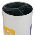 Trzykomorowy kosz do segregacji odpadów z wkładami 3 X 20L metalowy biały Alda Stream Bin 323E _3