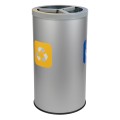 Trzykomorowy kosz do segregacji odpadów z wkładami 3 X 20L metalowy szary Alda Stream Bin 323S