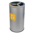 Trzykomorowy kosz do segregacji odpadów z wkładami 3 X 20L metalowy szary Alda Stream Bin 323S_1