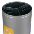 Trzykomorowy kosz do segregacji odpadów z wkładami 3 X 20L metalowy szary Alda Stream Bin 323S_3