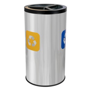 Trzykomorowy kosz do segregacji odpadów z wkładami 3 X 20L stal nierdzewna połysk Alda Stream Bin 323