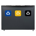 Stacja do segregacji odpadów metalowa antracyt 3 x 60 L Alda Eko Star Station 137